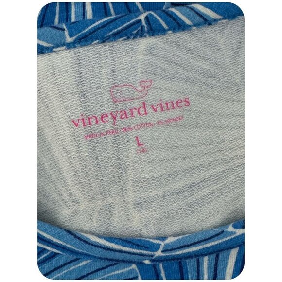 Vineyard Vines Knit Dress Pullover 3/4 Sleeve Blue White Geometric GIRLS Sz L - Picture 2 of 7